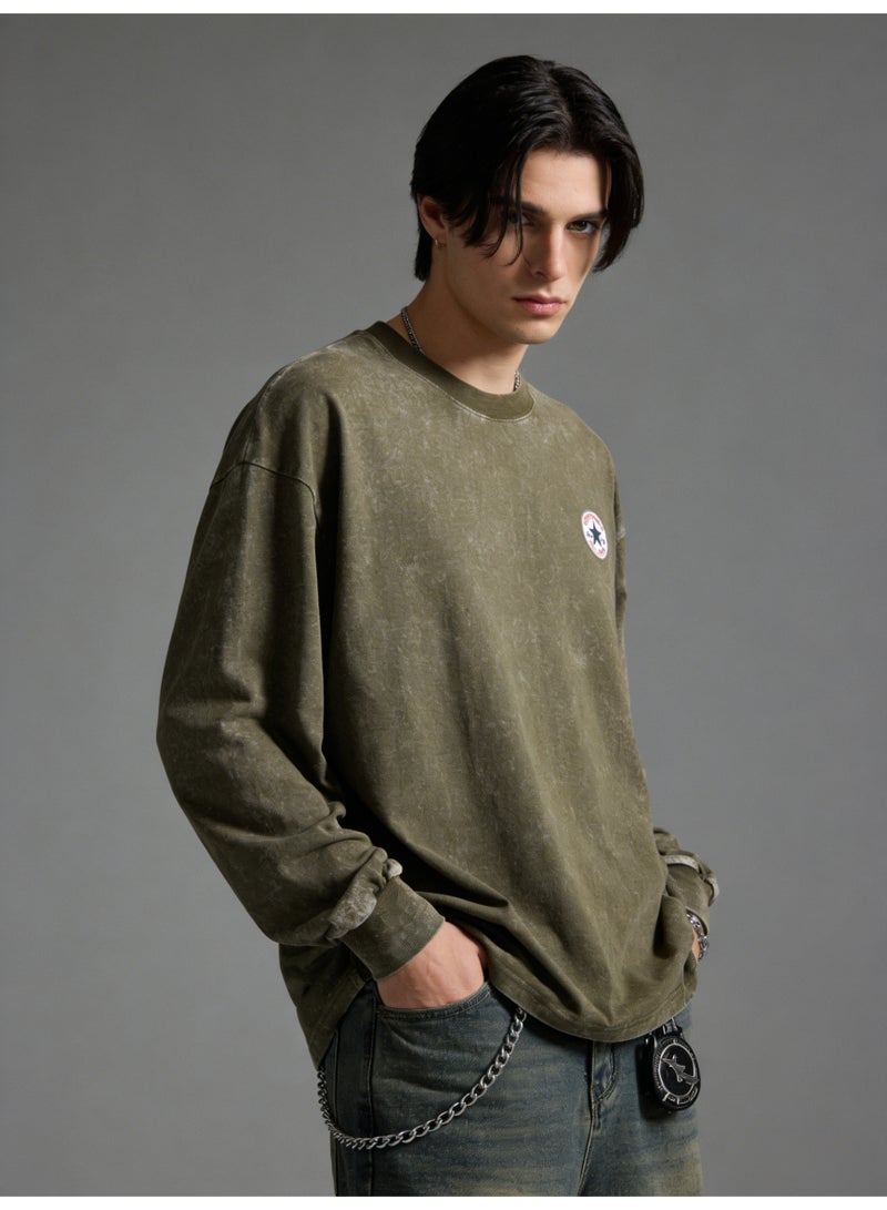 CONVERSE 2026 Converse Star Patch Vintage Washed Unisex , Premium Heavyweight Cotton Loose Fit Pullover, Retro American Streetwear for Men & Women in Multi-Color Options - Image 4